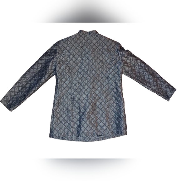 Coldwater Creek Dark Gray Metallic Quilted Lightweight Button-Up Jacket, Size PL - Picture 5 of 8
